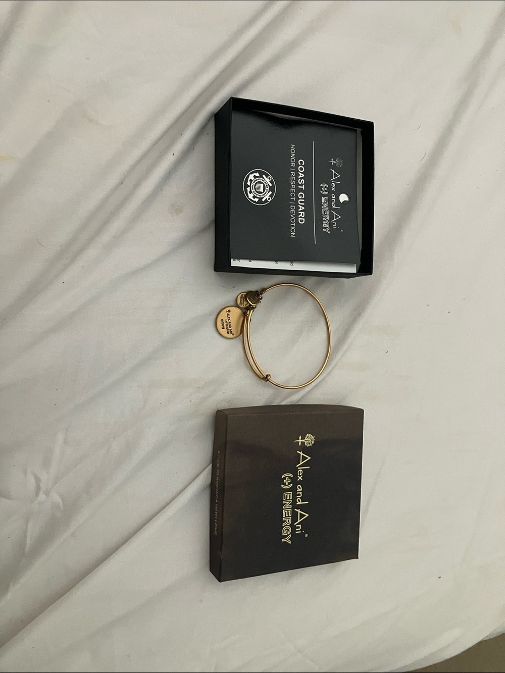 Alex and Ani Gold Tone Coast Guard Charm Bangle